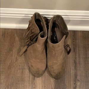 Fringe heel booties